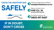A safety checklist for crossing a river harbour sandbar, including important contact details.