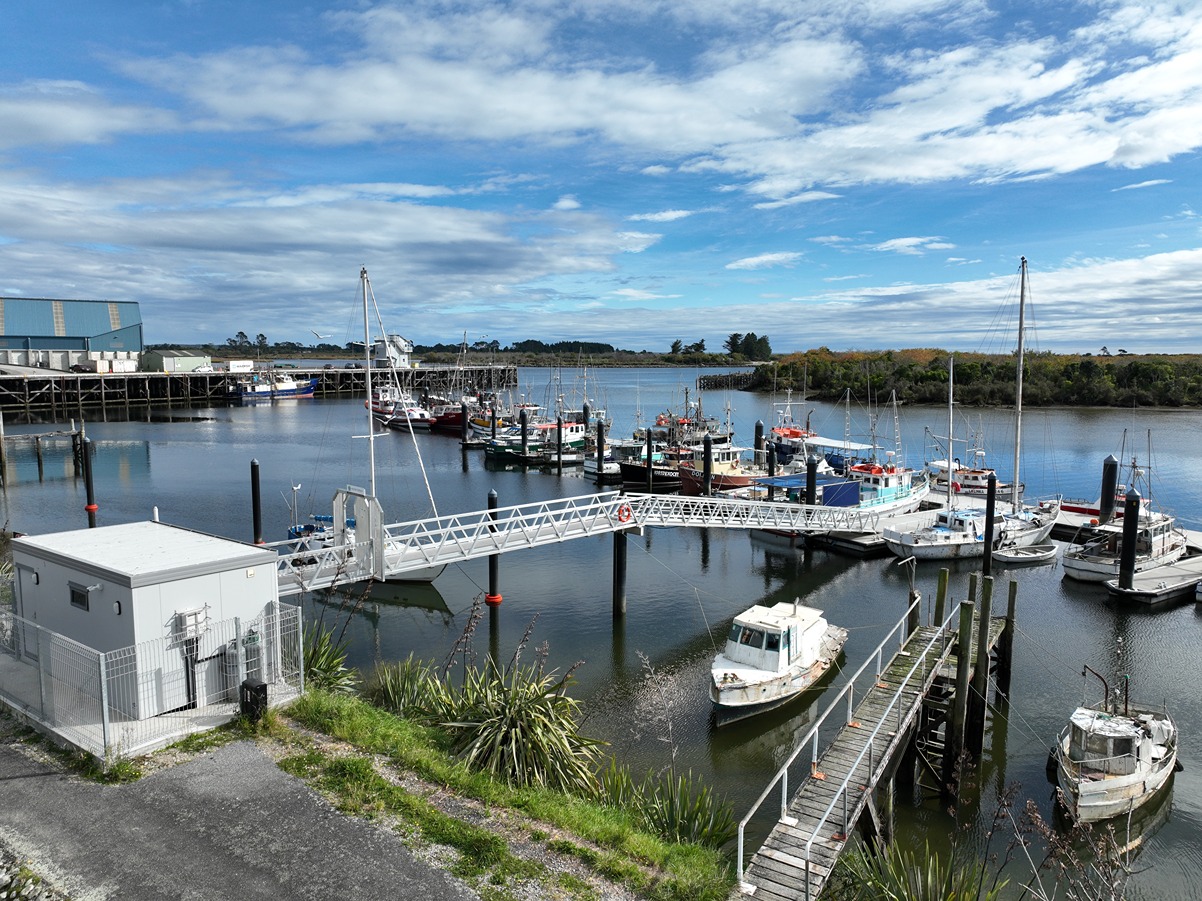 Wharf with toilet block from the street